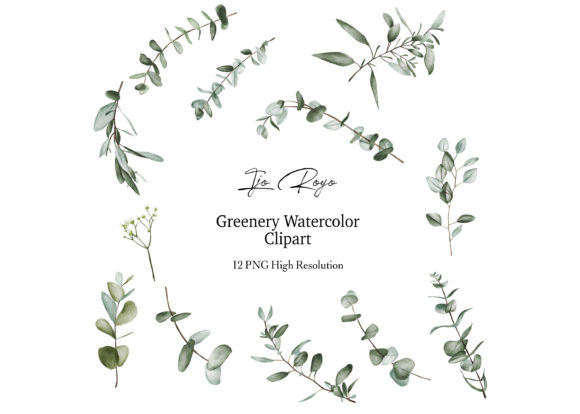 Baby Blue Watercolor Eucalyptus Clipart for Design