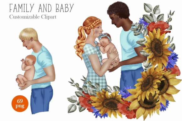 Big Family Clipart, Family and Baby: Elevating Modern Design with Customizable Digital Assets