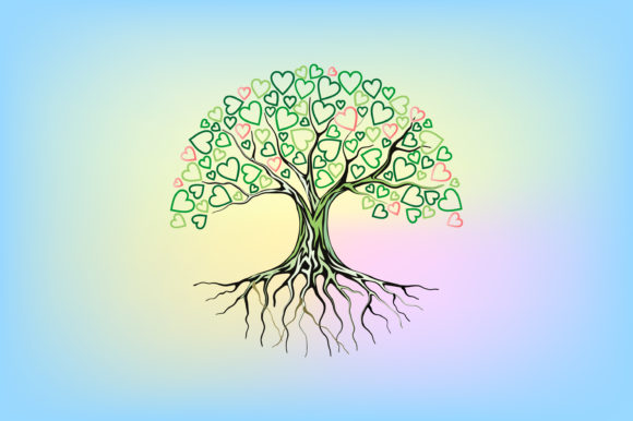 Decorative Tree Vector, Heart Leaves: Integrating Abstract Design Elements into Professional Workflows