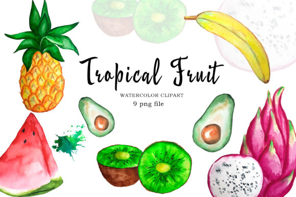 Elevate Designs with Vibrant Fruit and Tropical Clipart