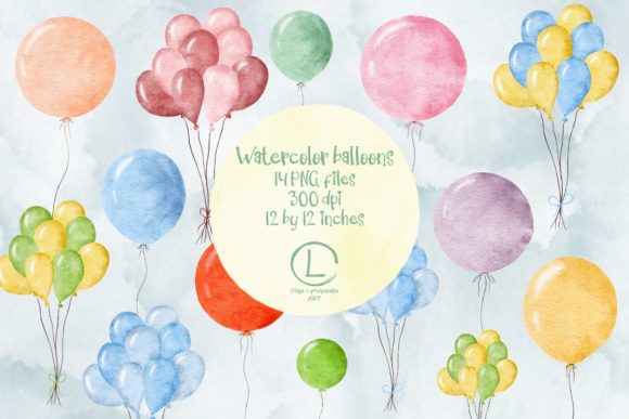 Elevate Designs with Watercolor Balloons Clipart PNG Files