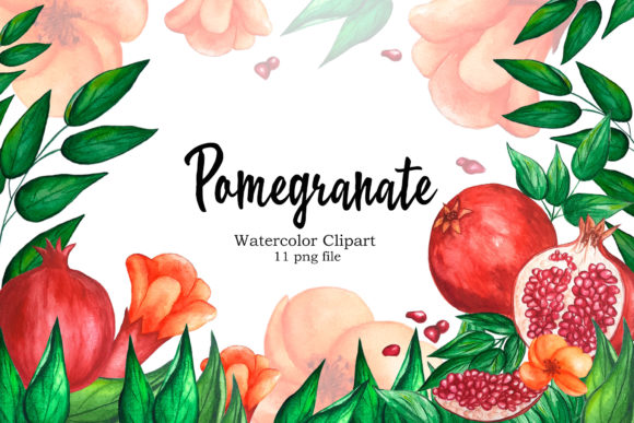 Elevating Summer Designs with Hand-Painted Pomegranate Fruit Clipart