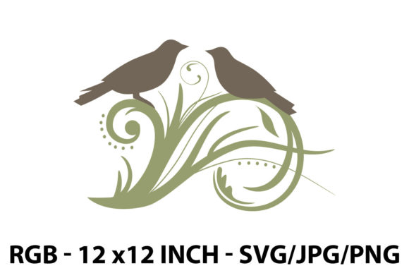 Minimalist Birds on Branch Vector Art