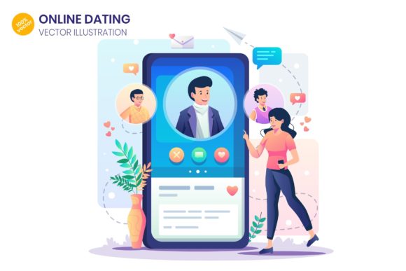 Online Dating Flat Vector Art