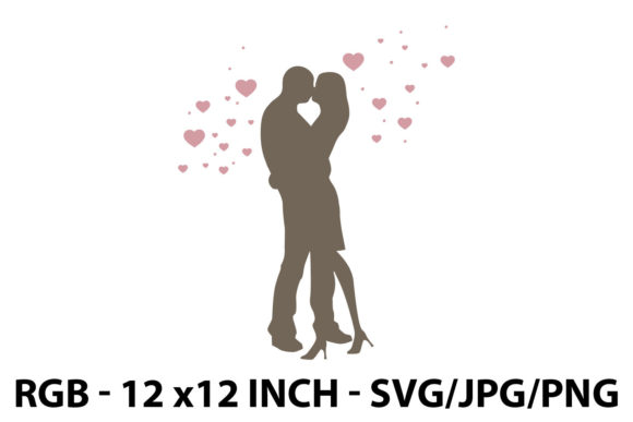 Silhouette of a Couple with Hearts: A Versatile Digital Asset for Creative Projects